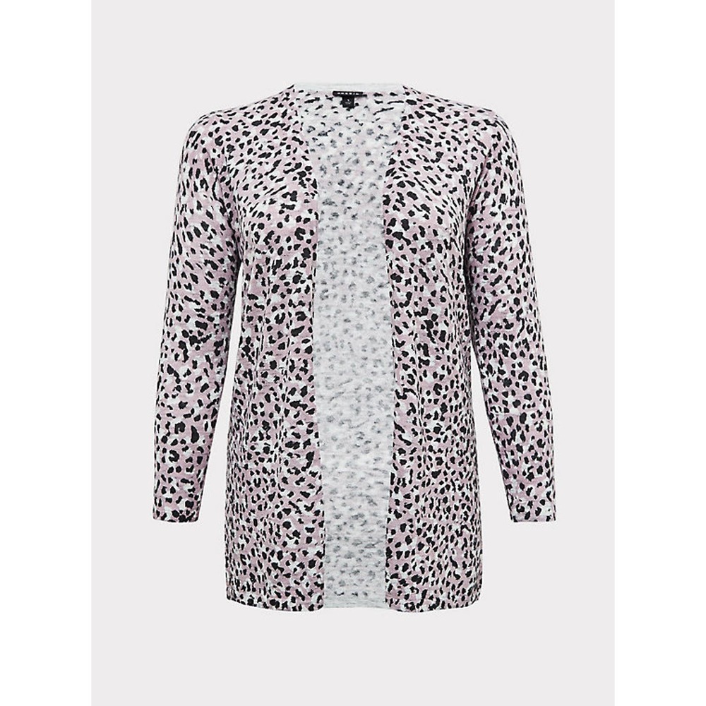 NWT Torrid Pink Leopard Cardigan Size: 1X (14/16) - Picture 4 of 4